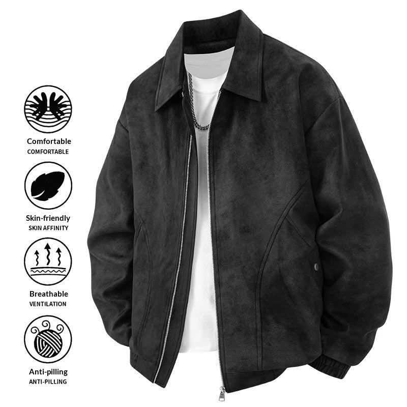 Mens American-style Jacket Lapel Coat Loose-fitting