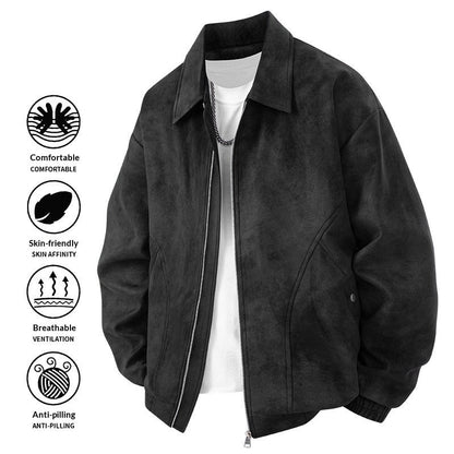 Mens American-style Jacket Lapel Coat Loose-fitting