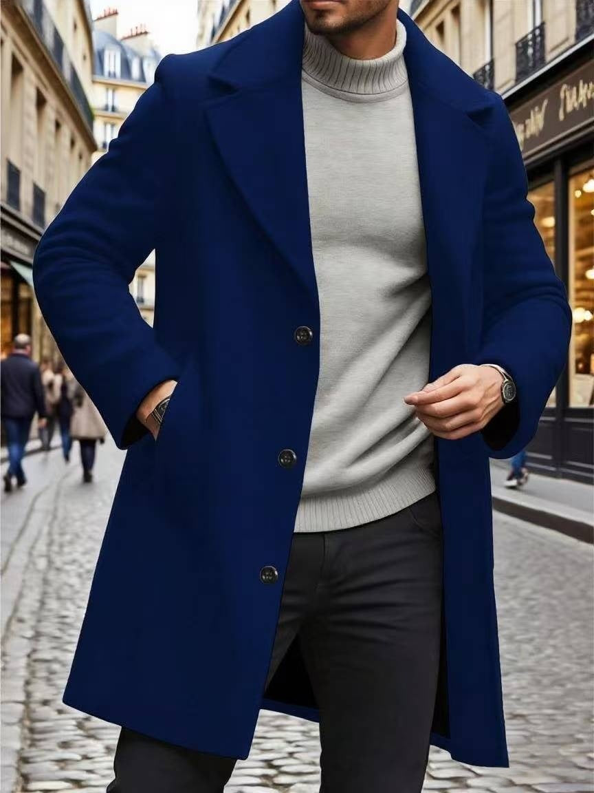 Trench Coat Notched Lapel Slim-fit Overcoat Elegant And Sophisticated Solid-color Trench