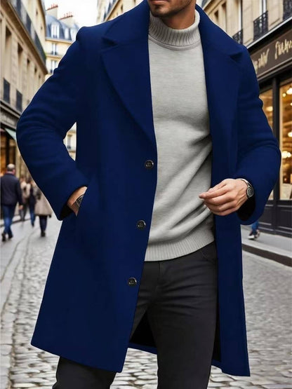 Trench Coat Notched Lapel Slim-fit Overcoat Elegant And Sophisticated Solid-color Trench