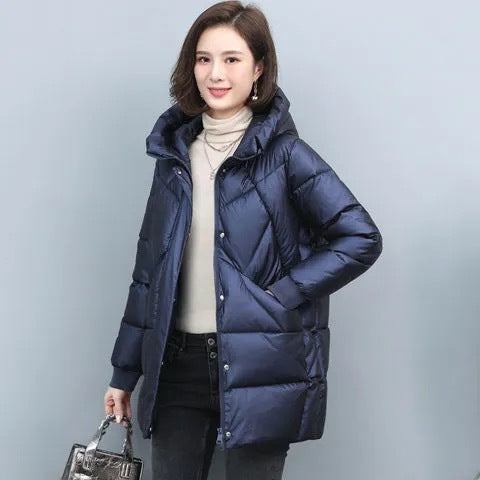 Womens Mid-length Hooded Cotton Coat