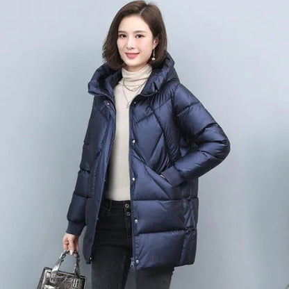 Womens Mid-length Hooded Cotton Coat