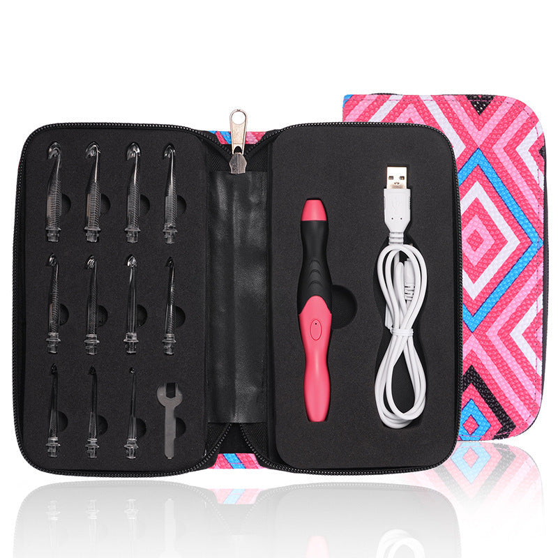 Rechargeable Light Crochet Hook, Interchangeable Needle Set