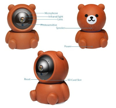 1080P WiFi Auto-Tracking Bear Camera with IR Night Vision