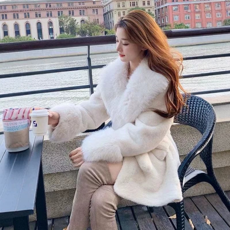 New Autumn Winter Eco-friendly Faux Fur Womens Mid-length Coat