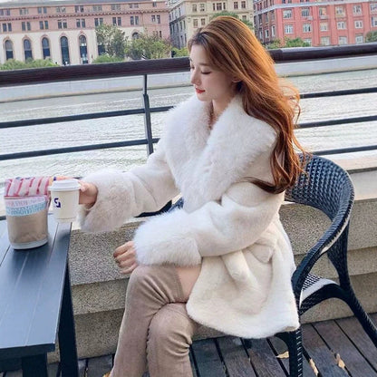 New Autumn Winter Eco-friendly Faux Fur Womens Mid-length Coat