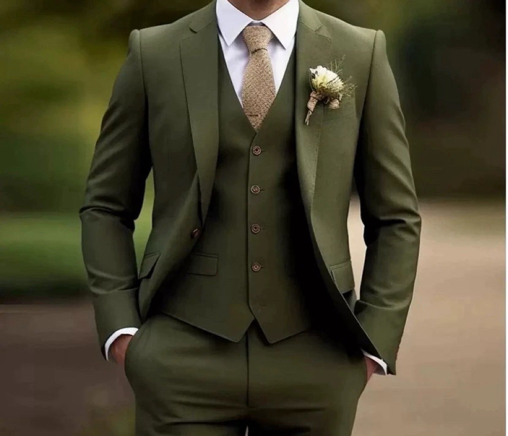New Multi-color Two-button Three-piece Casual Suit Set For Men