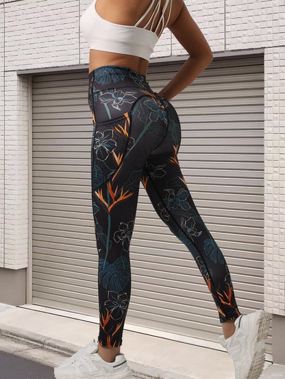 European And American New Hot-Selling Cross-Border Pocket Yoga Pants Digital Printing Casual Sports Outdoor High-Waist Hip-Lifting Fitness Pants