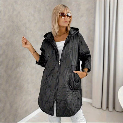 Plus-size Womens Mid-length Hooded Warm And Relaxed-fit Coat