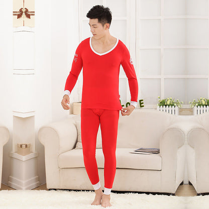 Men's tights Modal basic round neck thermal underwear set