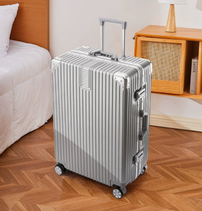 Womens Trolley Suitcase Large Capacity Durable Leather With A Lock And Zipper