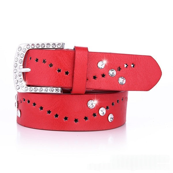 New Womens Belt A Rhinestone-embellished Fashionable Korean-style Hollowed-out Design