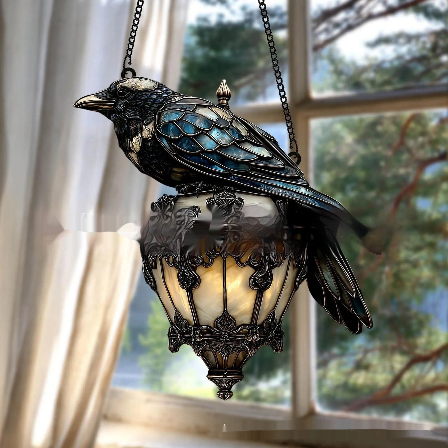 Halloween Decor Raven Gothic Acrylic Pendant