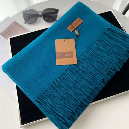 Womens Thickened Fashionable Solid-Color Tassel Scarf