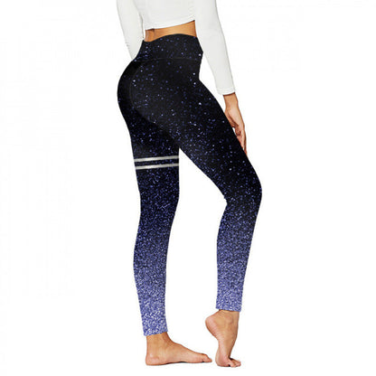 High-waisted Yoga Pants With Double-ring Gold-stamped Print