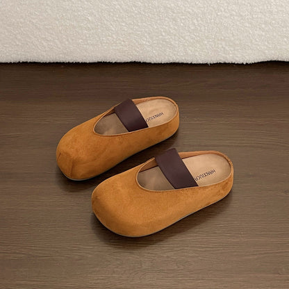 Height-boosting Platform Slipon Closed Toe Ballet Mules For Petite Women, 2026 Spring Autumn New Casual Style Slides