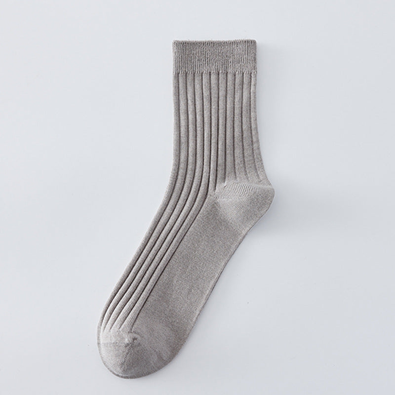 All-cotton Mid-calf Contrast-color Mens Seamless Socks