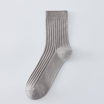 All-cotton Mid-calf Contrast-color Mens Seamless Socks