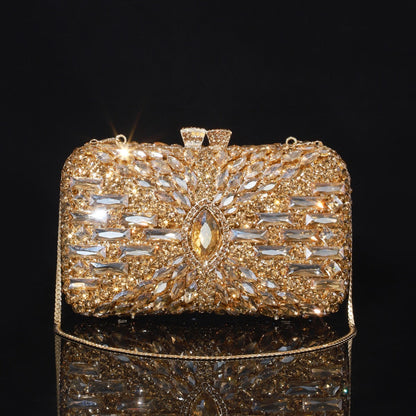High-end Luxurious Heavy-Embroidered Shiny Champagne Bottle Rhinestone Evening Bag