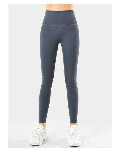 European And American Style Double-Sided Stretch Running Sports Pants High-Waisted Butt-Lifting Peach Butt Solid Color Tight Pocket Yoga Women's Long Pants
