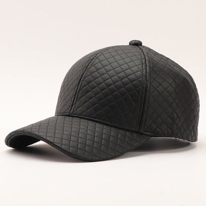 Solid-color Light Board Diamond-patterned Stitching Curved-brim Baseball Cap Is Suitable For Outdoor Protection And Warmth In Autumn And Winter.