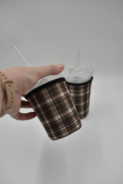 Plaid Coffee Sleeve | Reusable Neoprene Iced Coffee Cup Cover 16-24oz Cowboy Print Eco-Friendly Insulator for Grande & Venti Cups
