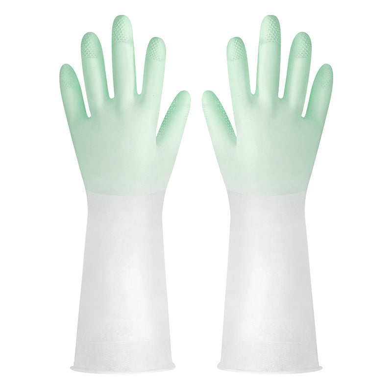 Dishwashing Gloves In Translucent White Made From Cleaning-grade Rubber With A Non-slip Design