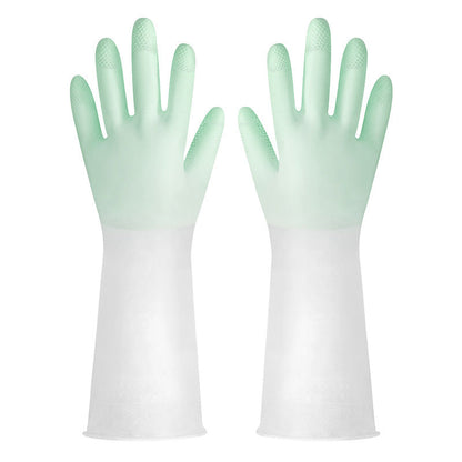 Dishwashing Gloves In Translucent White Made From Cleaning-grade Rubber With A Non-slip Design