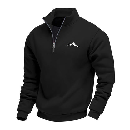 Mid-length Loose-fit Zip-up Casual Hoodie With A Stand-up Collar And Hood