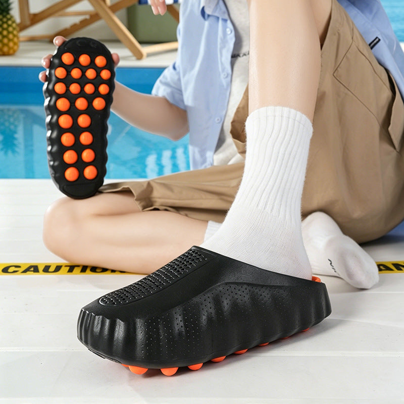 Internet-famous Chunky-sole Hole Shoes For Menheight-increasing And Slimming Closed-toe Slippers