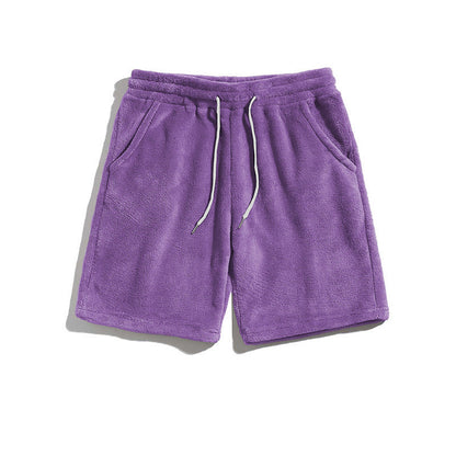 Mens SpringAutumn Coral-Fleece Sports-Style Casual Plus-Size Shorts
