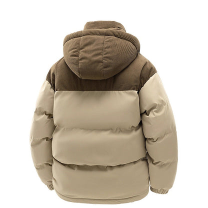 Thick Corduroy Patchwork Jacket Winter Zip-up Stand Collar Coat Casual Commuter Long-sleeved Cardigan Top Outwear Women's Clothing