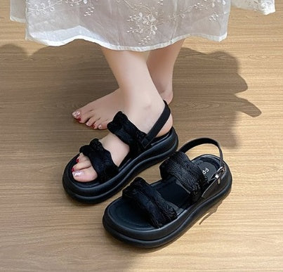 Women's Summer Fashion One Strap Platform Sandals Versatile Open Toe Casual Platform Beach Sandals For Dresses