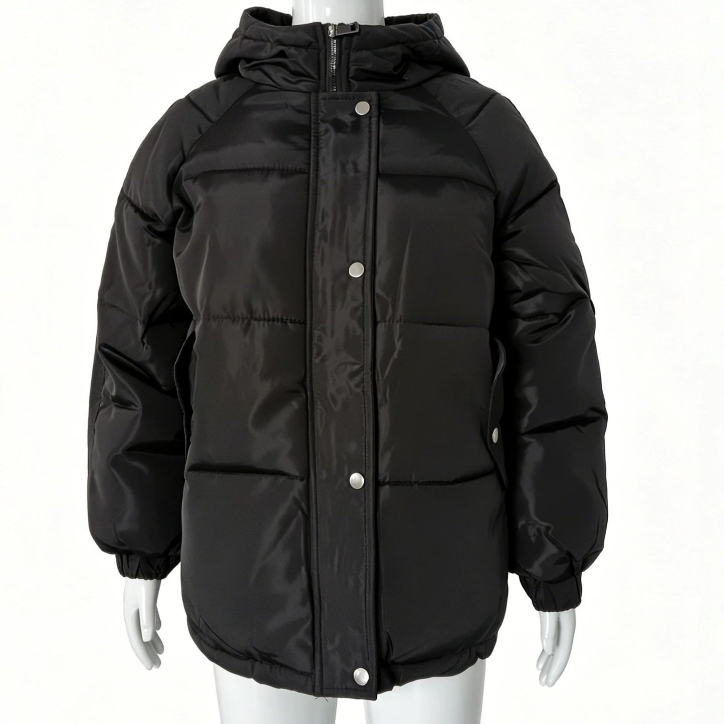 Womens Winter American-Style Fake Two-Piece Patchwork Hooded Cotton Padded Coat