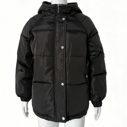 Womens Winter American-Style Fake Two-Piece Patchwork Hooded Cotton Padded Coat