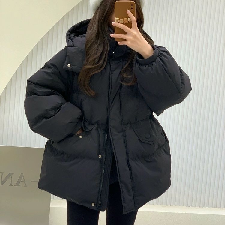 Mid-length Casual Loose-fitting Insulated White Duck Down Coat