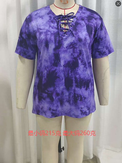 Plus-size Womens Tie-dye Print Short-sleeve T-shirt