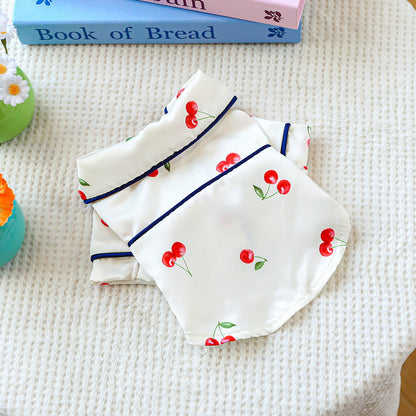 Wholesale Pet Dogcat Clothes Small Dog Puppy Clothing Cherry Pajamas