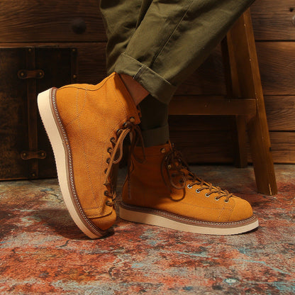 Platform Height-increasing Suede Vintage Breathable High-top Work Boots
