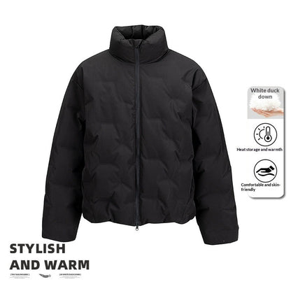 Mens American-style Short White Duck Down Jacket