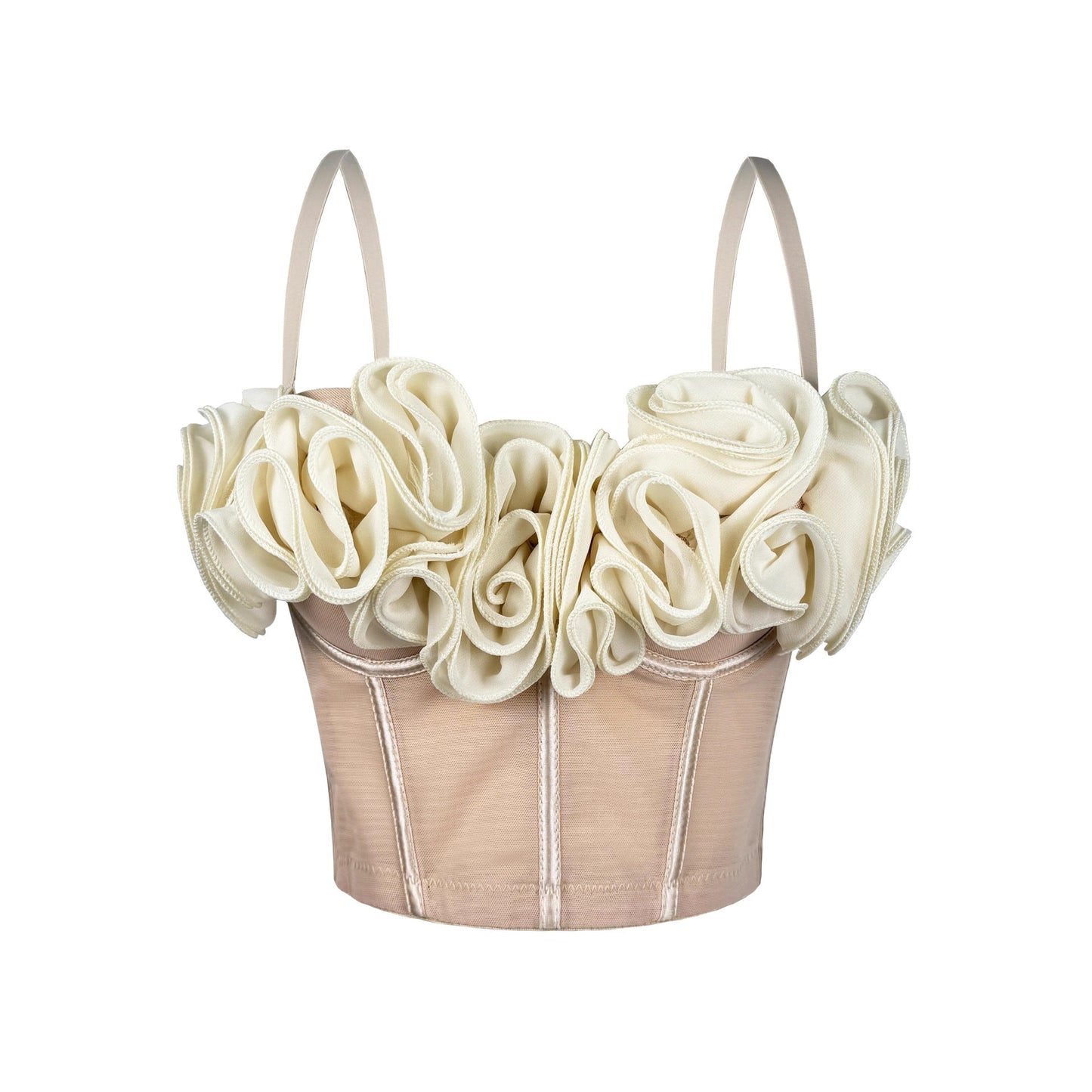 New Three-Dimensional Flower Fishbone Bra Pure Desire Tube Top Mesh Breathable Inner Fishbone Top Sexy Suspender Belt