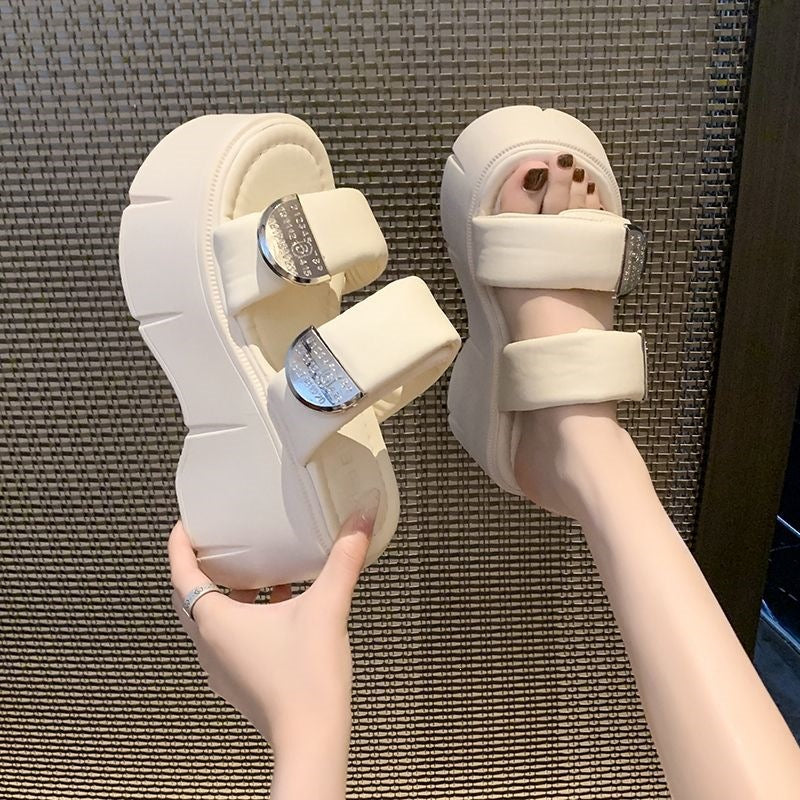 9cm-height-increasing Thick-soled Slippers For Women
