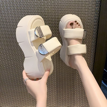 9cm-height-increasing Thick-soled Slippers For Women