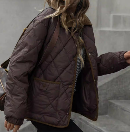 Dark Brown Vintage High-End Multi-Functional Warm Cotton Coat With Long Sleeves And A Lapel Collar