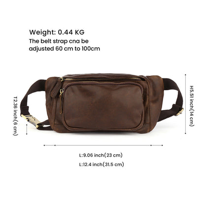 Simple Retro First-Layer Cowhide Mens Chest Bag
