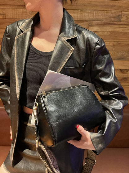 Genuine Leather Women's Bag, 2025 New Cross-border Style, Commuter Shoulder Bag, Large Capacity Messenger Bag, Top-layer Cowhide Crossbody Pillow Bag
