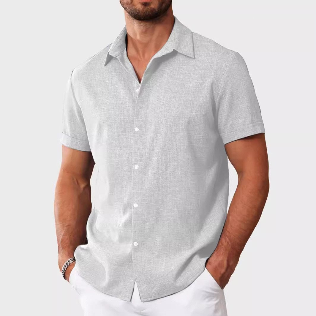 Mens Short-Sleeved Printed Casual Shirt