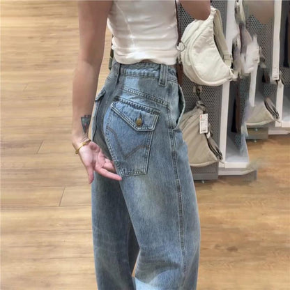 Short-statured Womens American-style Floor-length Jeans