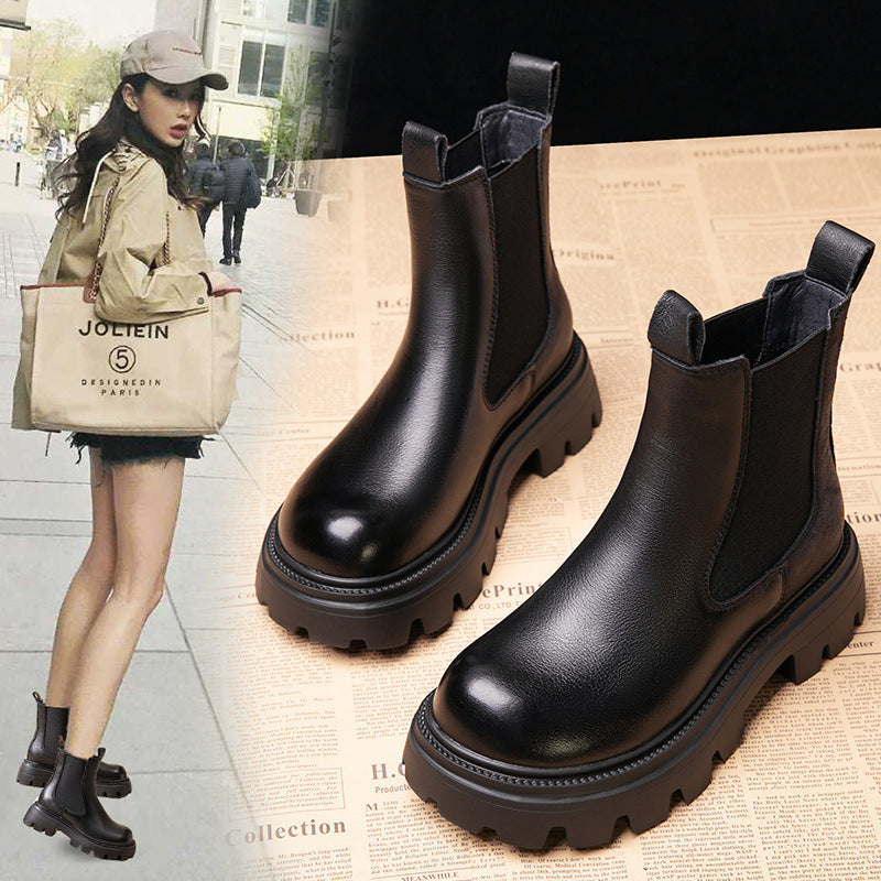 Women's Leather Thick-soled Leather Martin Boots