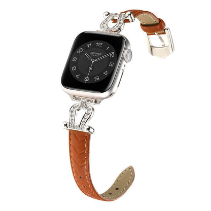 Woven Metal Diamond Strap Suitable For Watch Leather Wristband